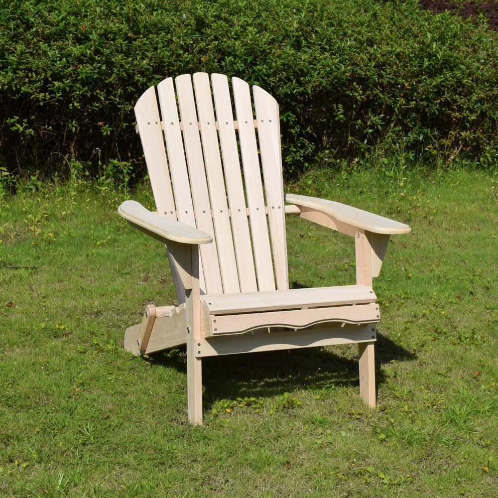 Contemporary Home Living Beige Natural Wood Foldable Adirondack Outdoor Patio Chair