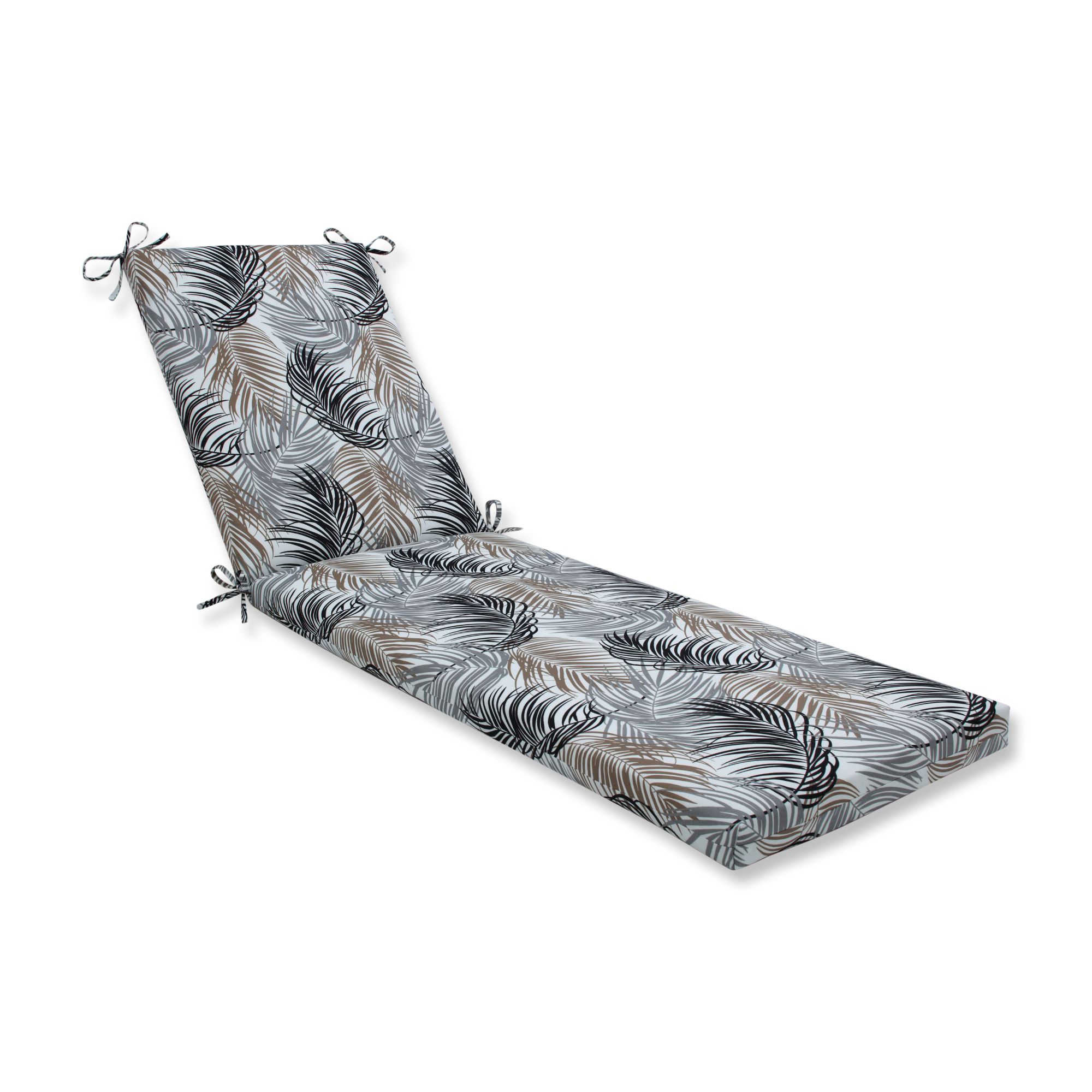 CC Home Furnishings 80" White and Gray Tropical UV Resistant Over Sized Patio Chaise Lounge Cushion