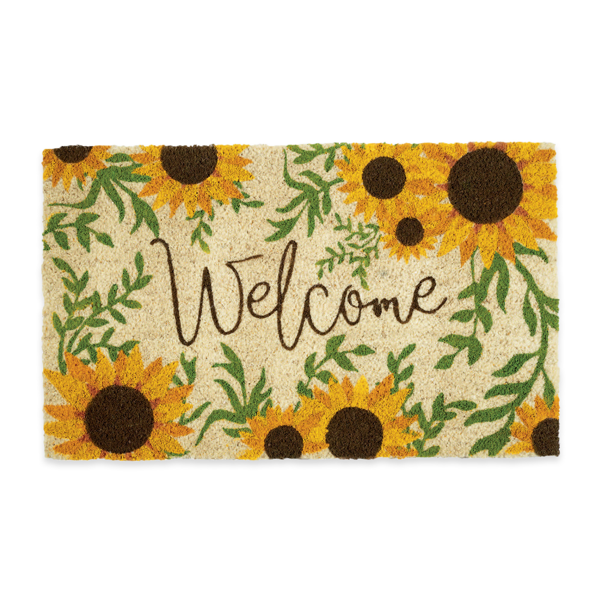 Contemporary Home Living 30" Durable and Non-Slip Doormat with "Sunflower Welcome" Design