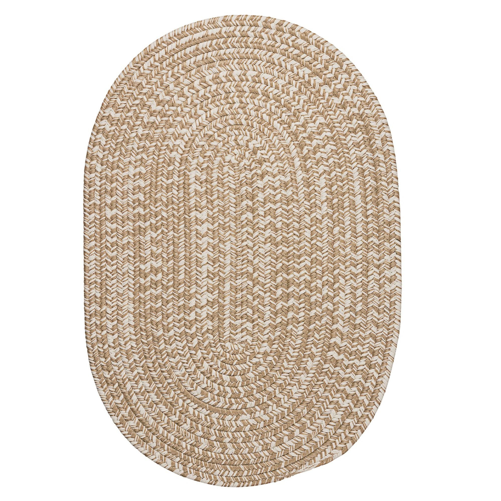 Colonial Mills 8' x 10' Light Brown and White All Purpose Handcrafted Reversible Oval Outdoor Area Throw Rug