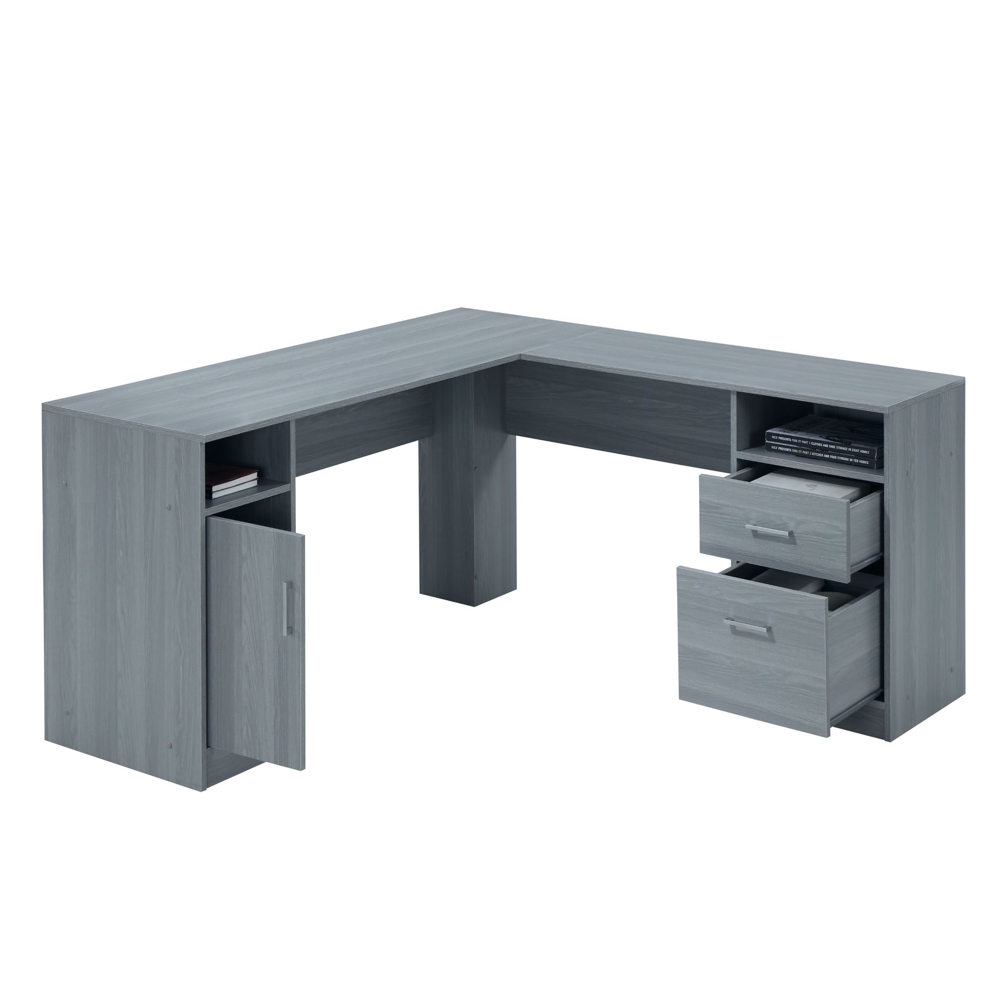 Techni Office Solutions 59.5" Gray Durable L-Shaped Computer Desk