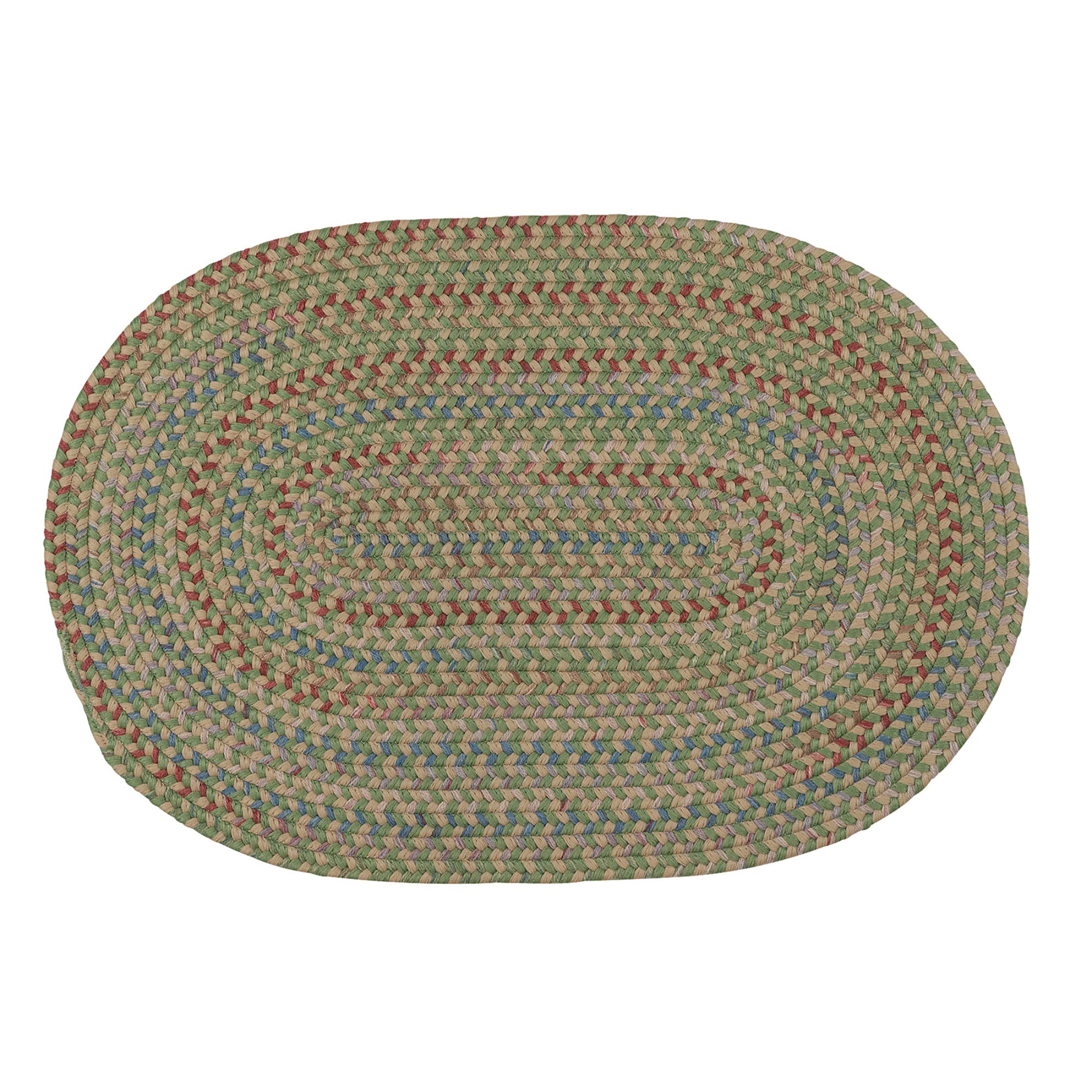 Colonial Mills 7' x 10' Brown and Green All Purpose Handcrafted Reversible Oval Area Throw Rug Runner