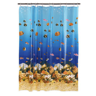 Bathroom Essentials Shower Curtain, Shower Curtain Orange Blue