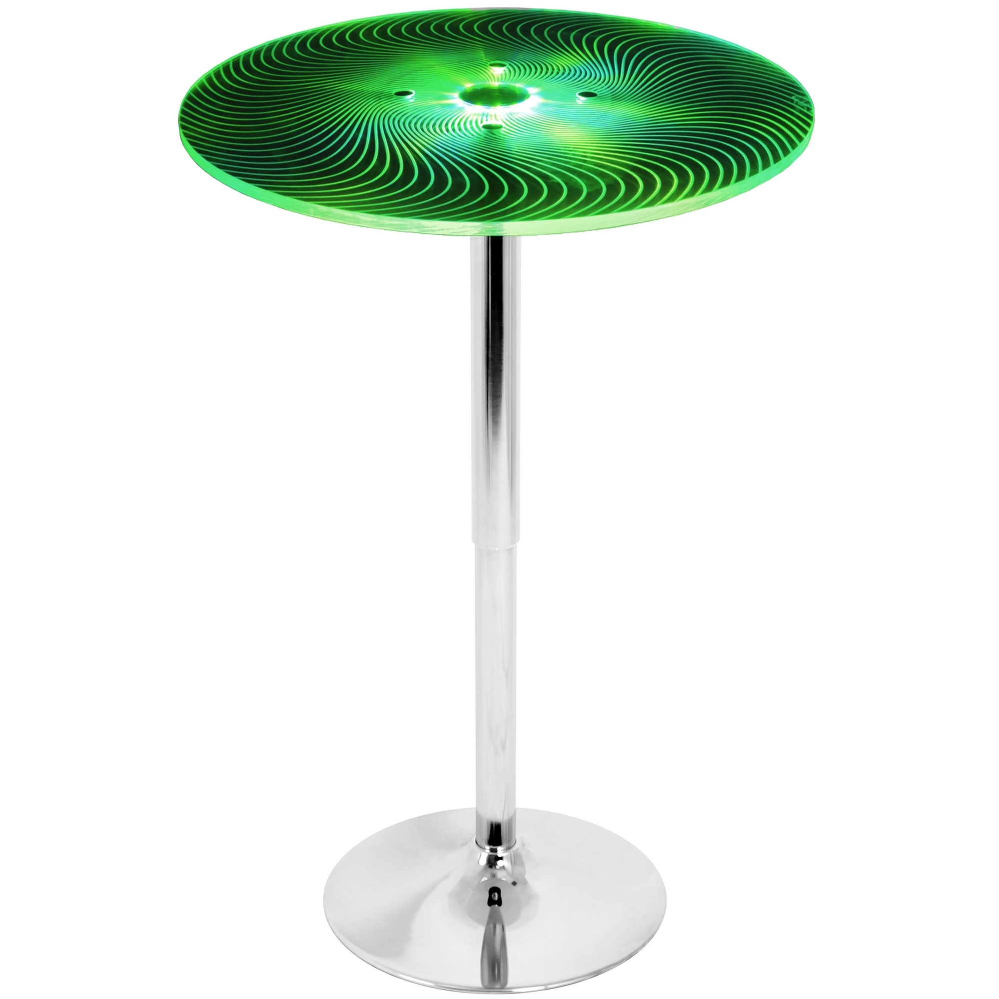 Contemporary Home Living 41” Multicolored Round Spyra Contemporary Light Up Adjustable Bar Table