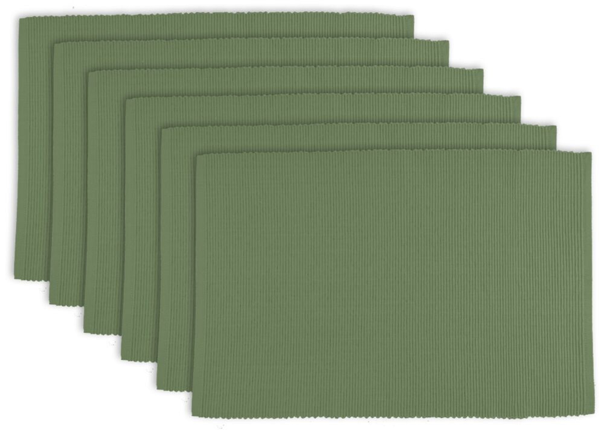 Contemporary Home Living Pack of 6 Sage Green Ribbed Design Rectangular Placemats 19"