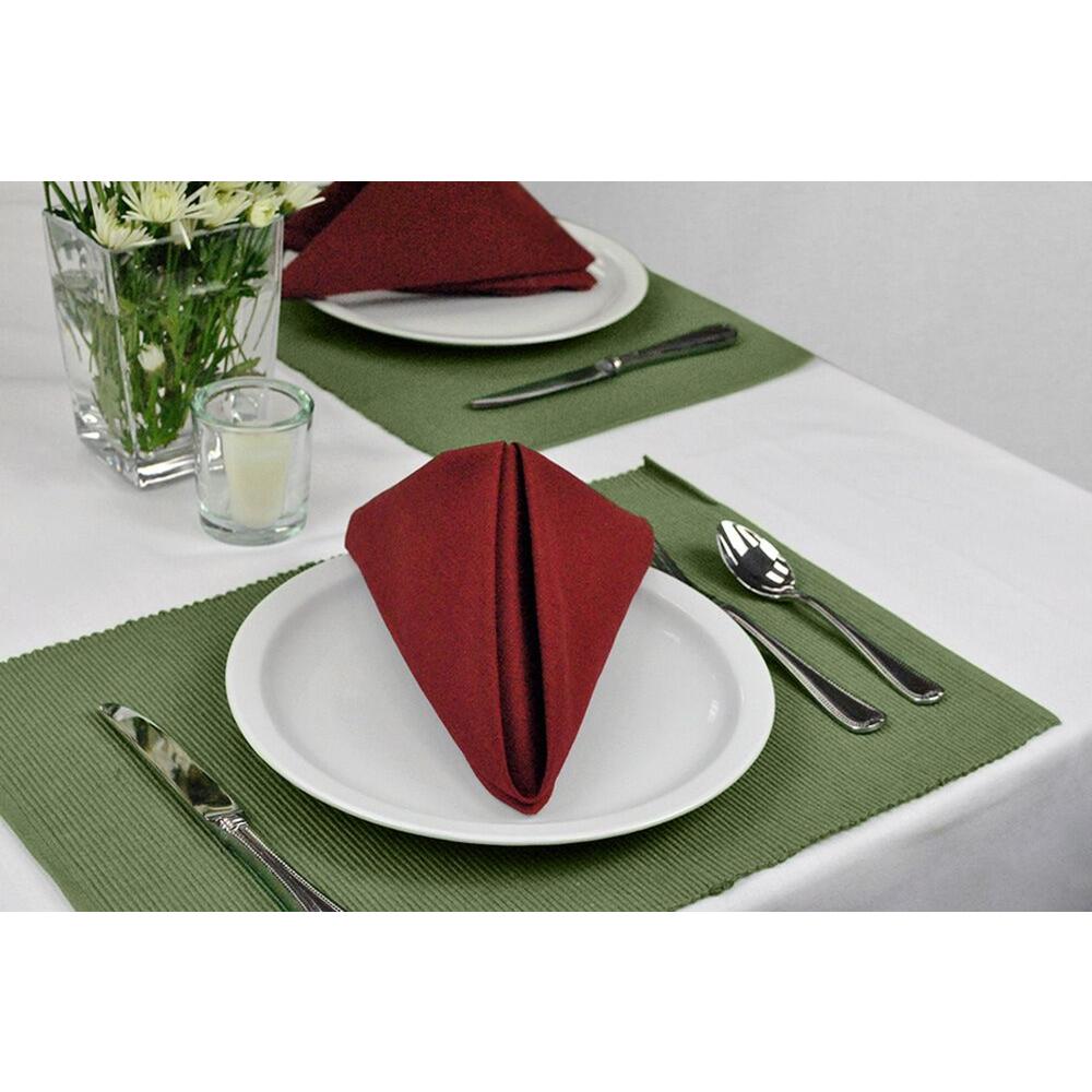 Contemporary Home Living Pack of 6 Sage Green Ribbed Design Rectangular Placemats 19"