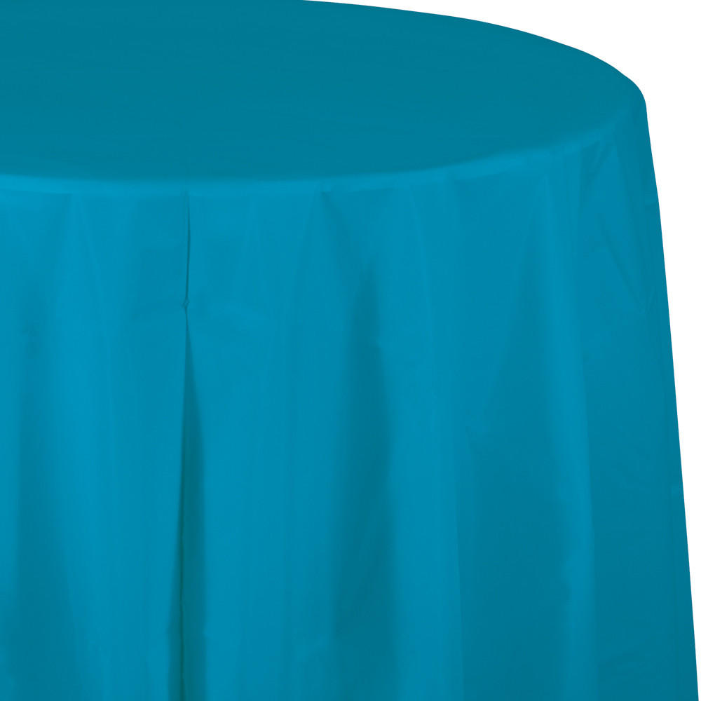 Party Central Club Pack of 12 Turquoise Blue Octy-Round Disposable Picnic Party Table Covers 82"