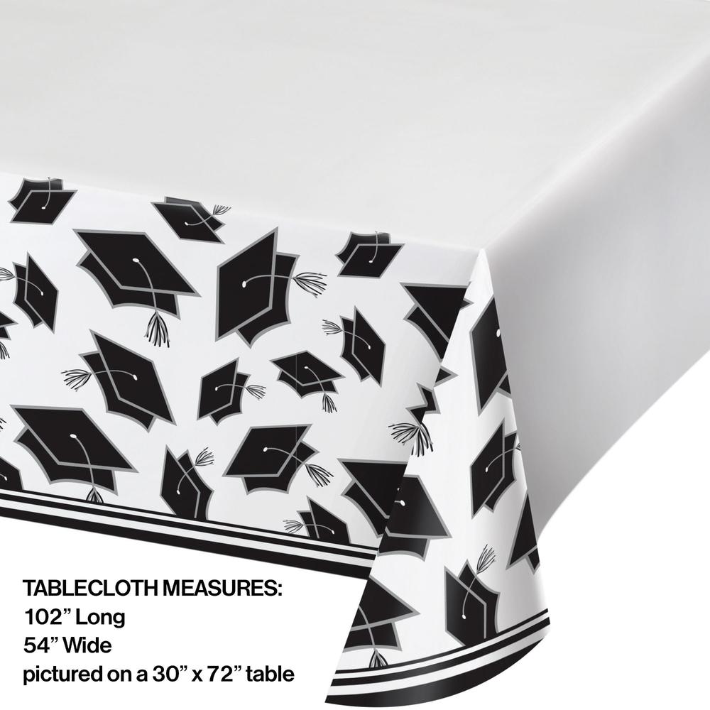 Party Central Club Pack of 12 Black and White School Spirit Decorative Table Cover 102"