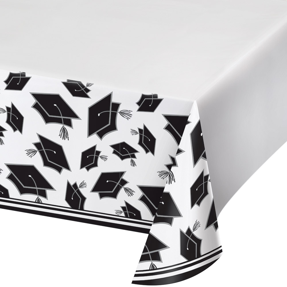Party Central Club Pack of 12 Black and White School Spirit Decorative Table Cover 102"