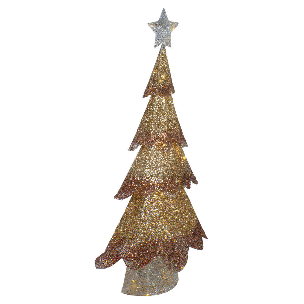 Northlight 46-Inch LED Lighted Bronze Gold Mesh Christmas Tree Outdoor Decoration