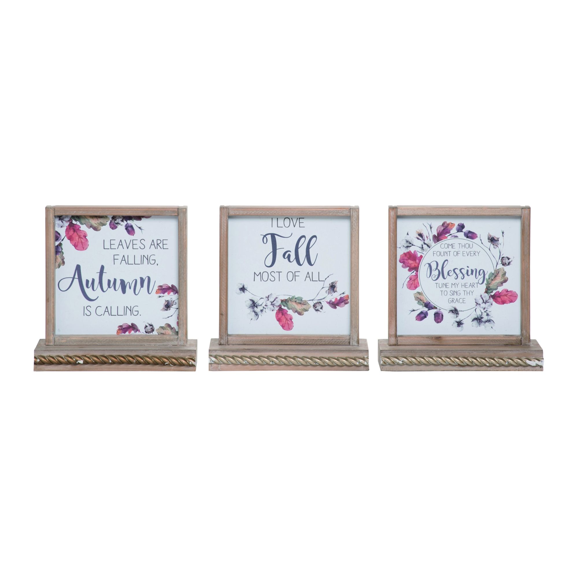 Contemporary Home Living Set of 3 Editorial Word Block Fall Harvest Decorative Plaques 11"