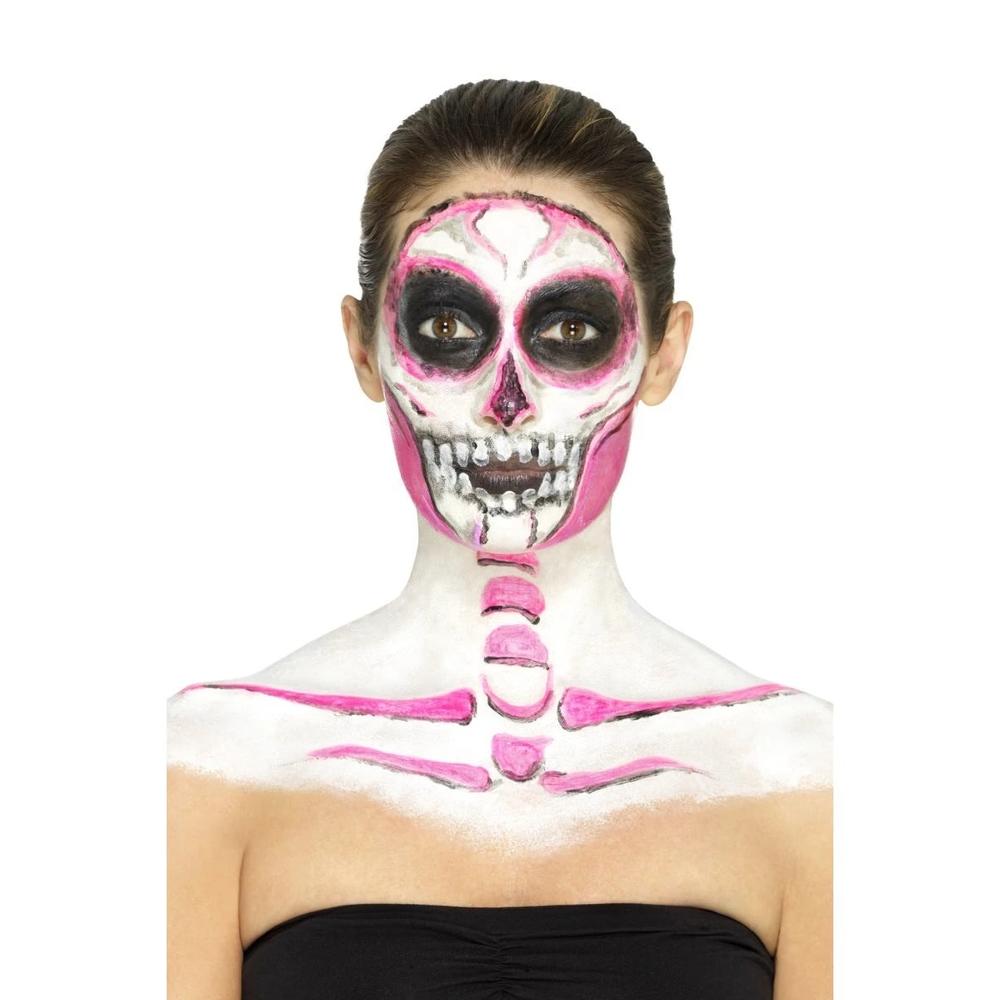 Smiffys 30" White and Pink Neon Prosthetic Skeleton Halloween Makeup Kit Costume Accessory