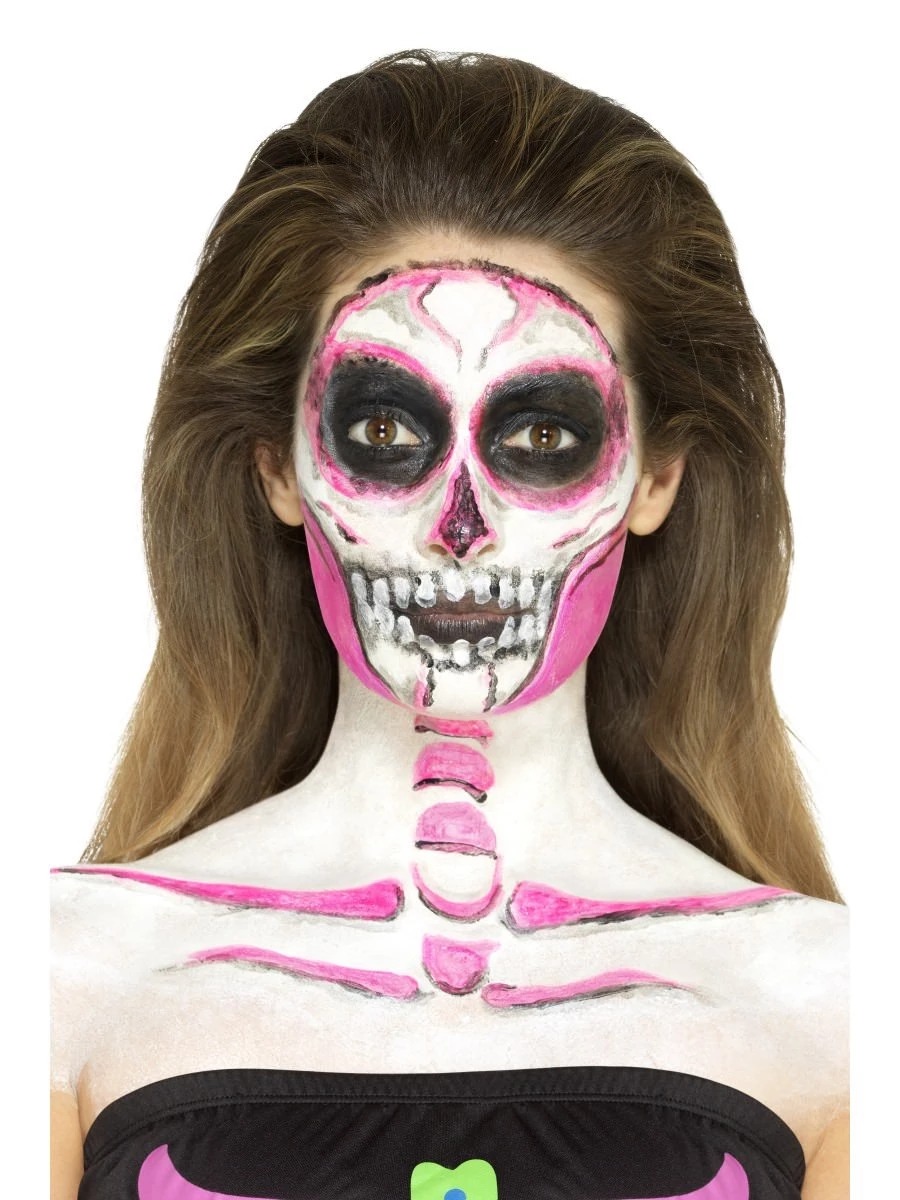 Smiffys 30" White and Pink Neon Prosthetic Skeleton Halloween Makeup Kit Costume Accessory