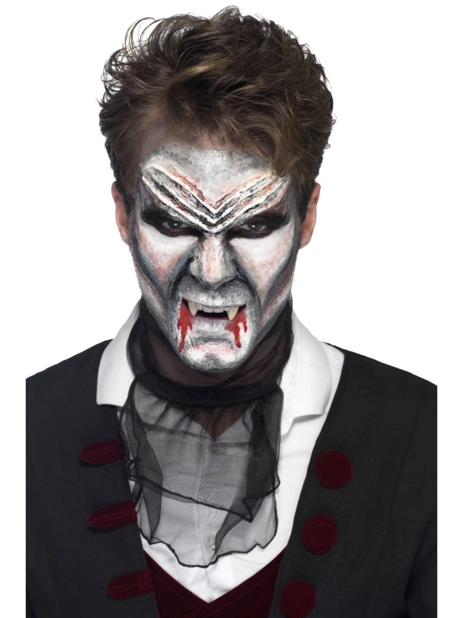 Smiffys 20" Black and White Unisex Vampire Halloween Makeup Kit Costume Accessory