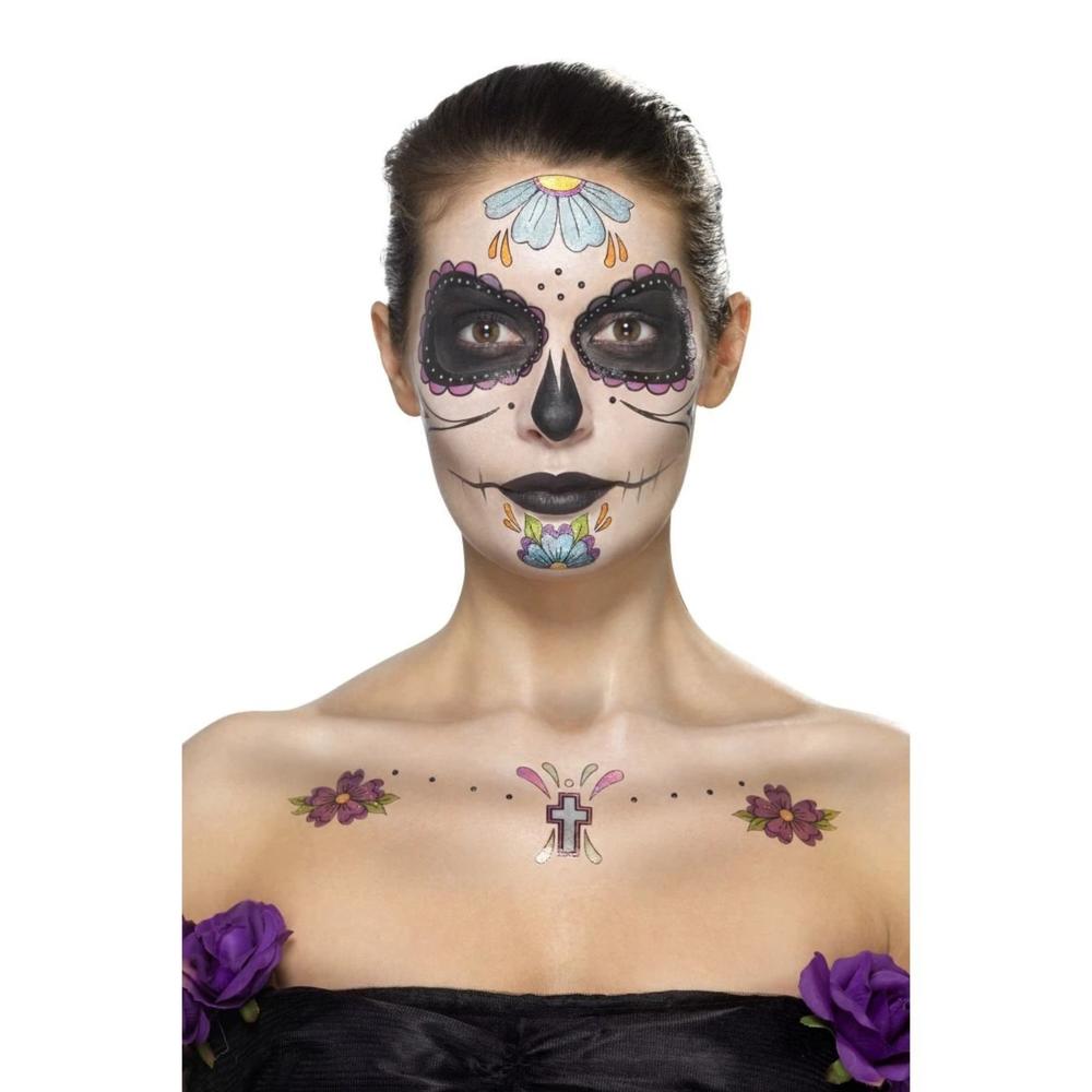 Smiffys 39" Black and Blue Face Tattoo Unisex Adult Halloween Kit Costume Accessory