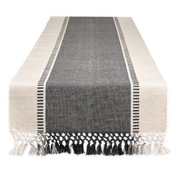 Contemporary Home Living DII Dobby Stripe Woven Table Runner, 13x108 (13x1135, Fringe Included), Mineral gray