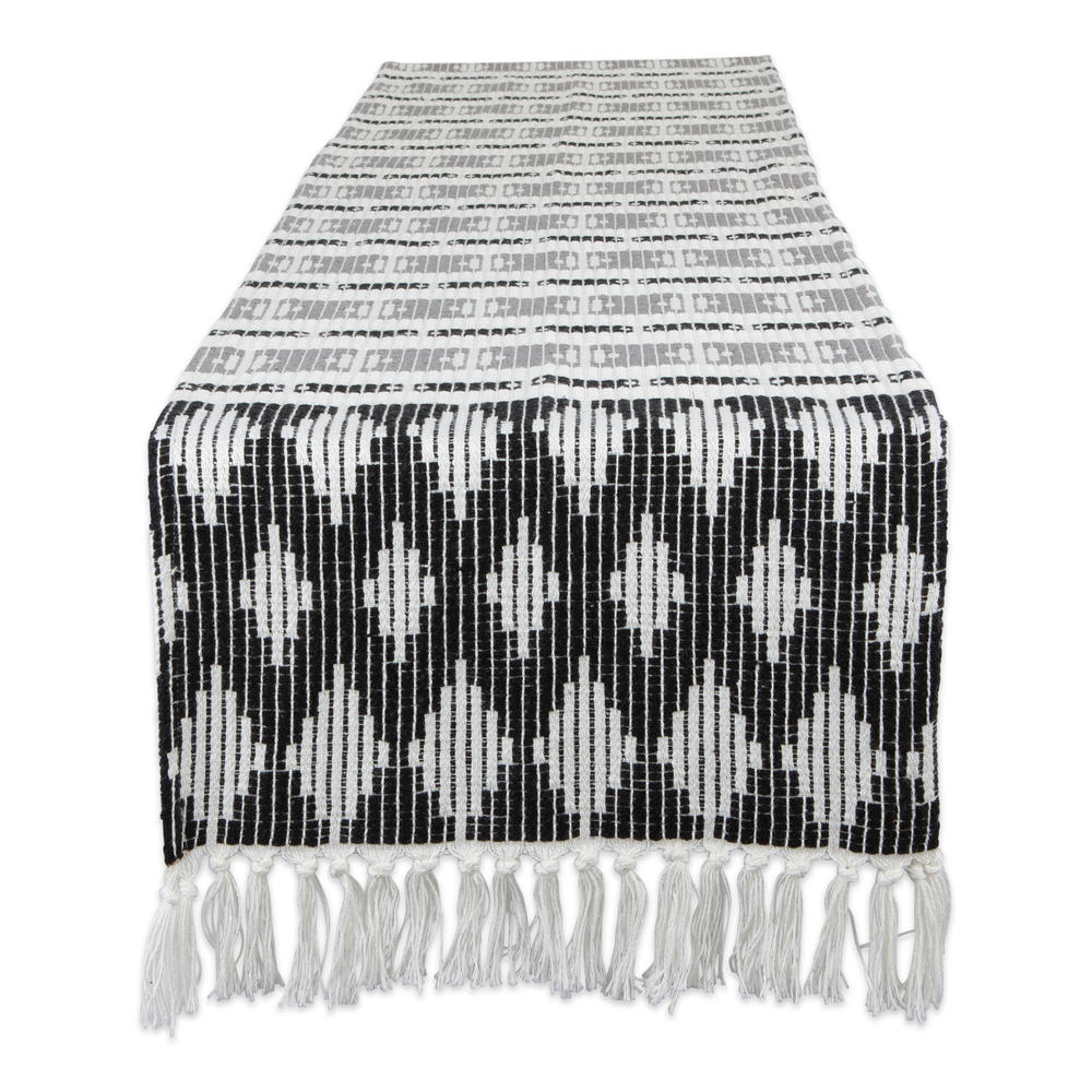 Contemporary Home Living 15" x 72" Black and Gray Colby Southwest Rectangular Table Runner