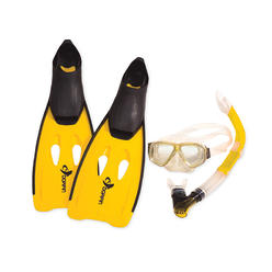 Pool Central 3pc Yellow and Black Pro Swimming Pool Scuba or Snorkeling Set 19.5" - Small