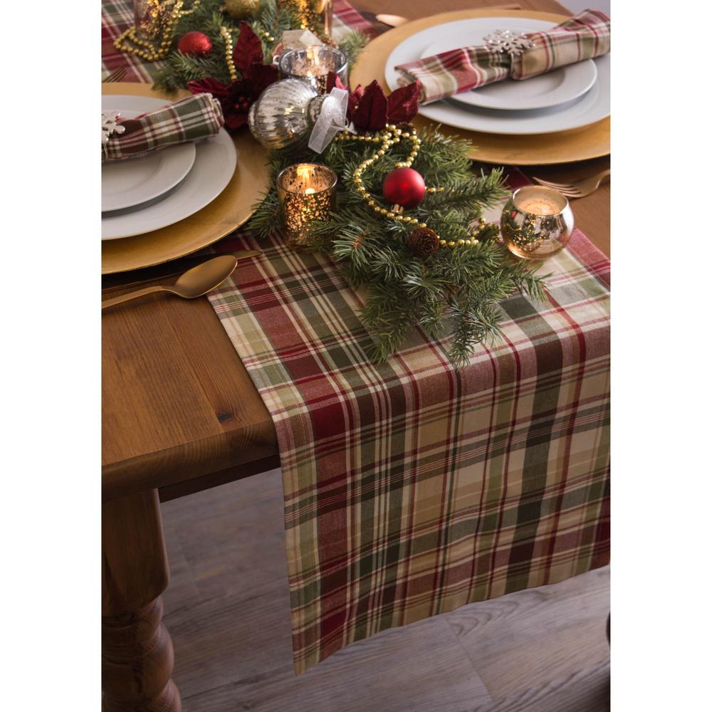 Contemporary Home Living 108" Green and Red Give Thanks Plaid Table Runner