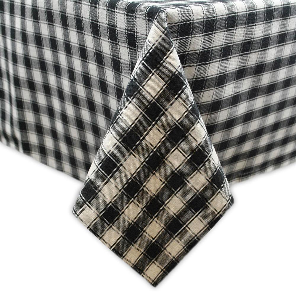 Contemporary Home Living Black and White Square Checkered Cotton Tablecloth 60" x 84"
