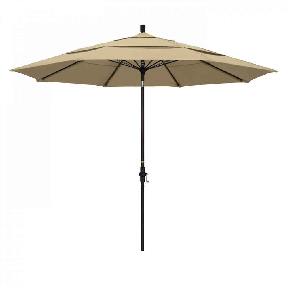 Outdoor Living and Style 11ft Outdoor Sun Master Series Patio Umbrella With Crank Lift and Collar Tilt System, Beige