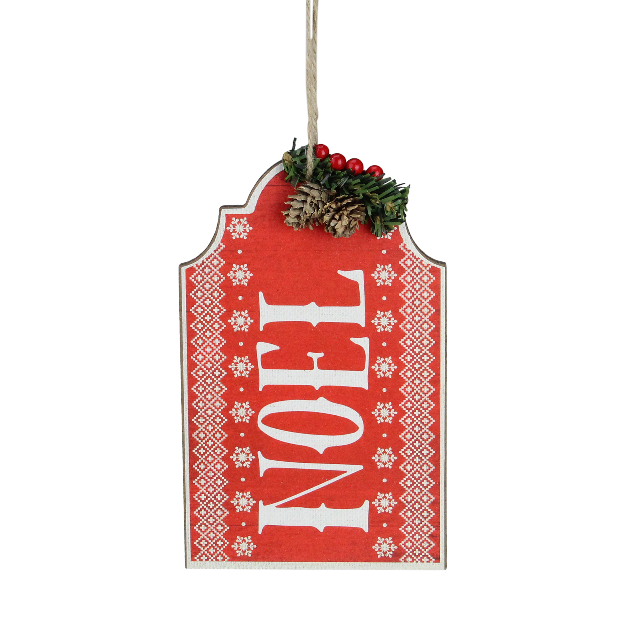 CC Christmas Decor 8" Red and White Snowflake Pattern "Noel" Christmas Wall Plaque