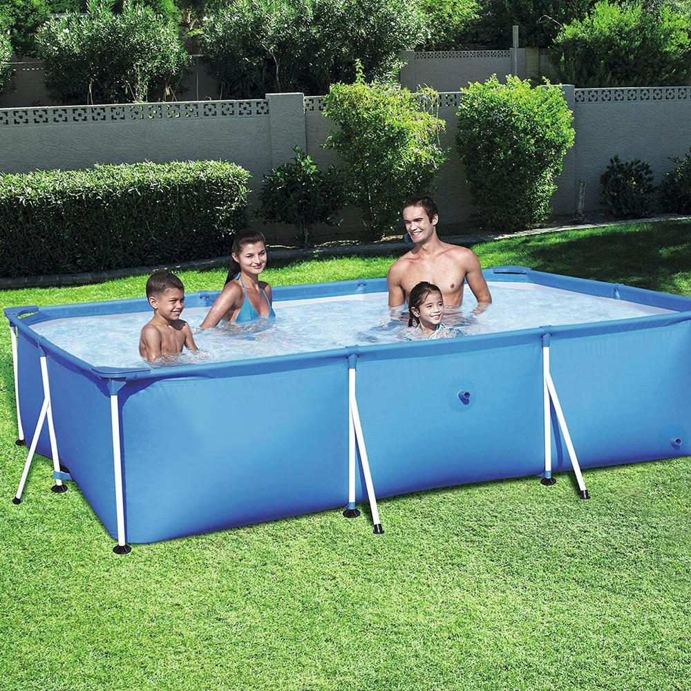 Pool Central 8.5ft x 5.5ft Rectangular Framed Above Ground Swimming Pool with Filter Pump