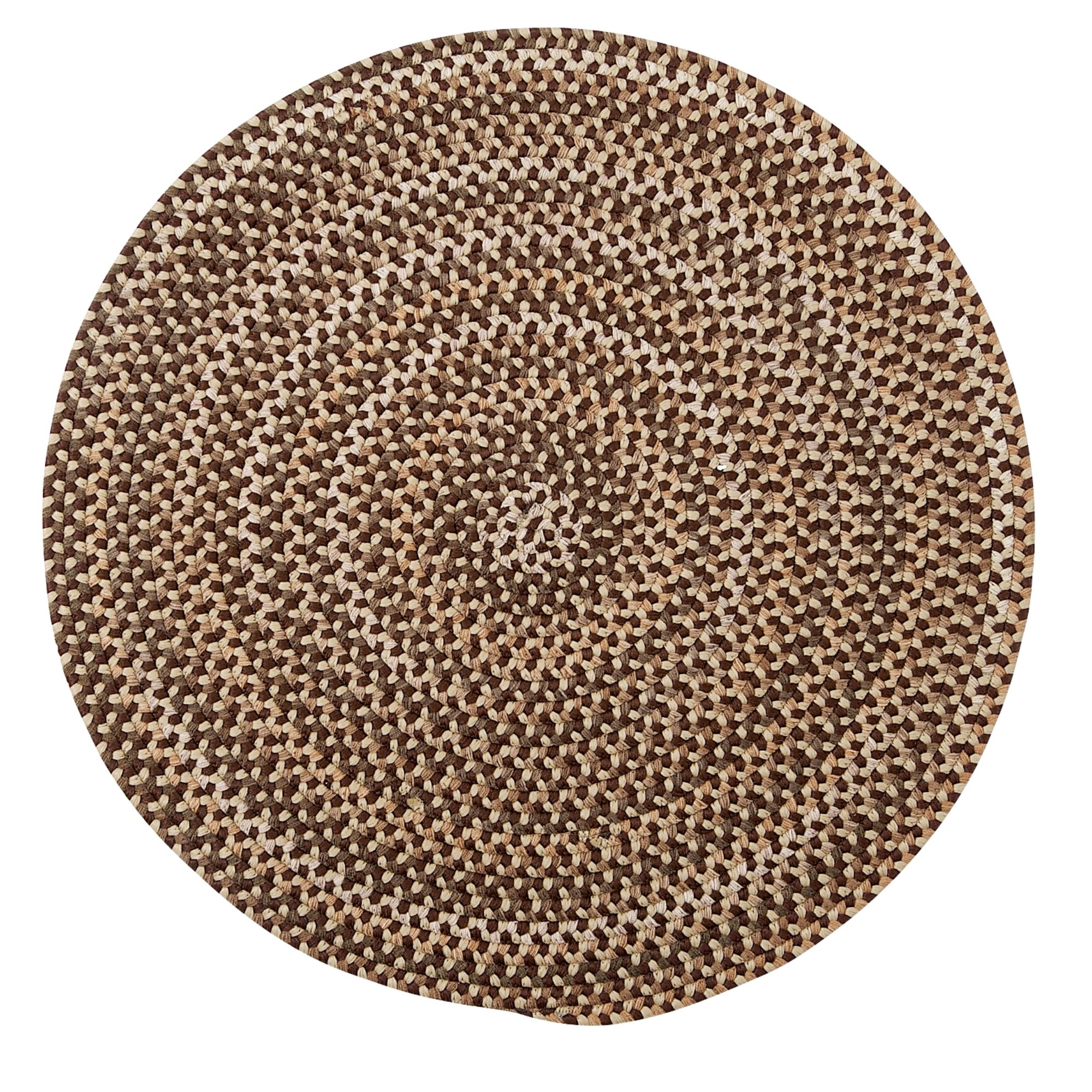 Colonial Mills 7' Gingerbread Brown and White Reversible Round Handcrafted Area Throw Rug