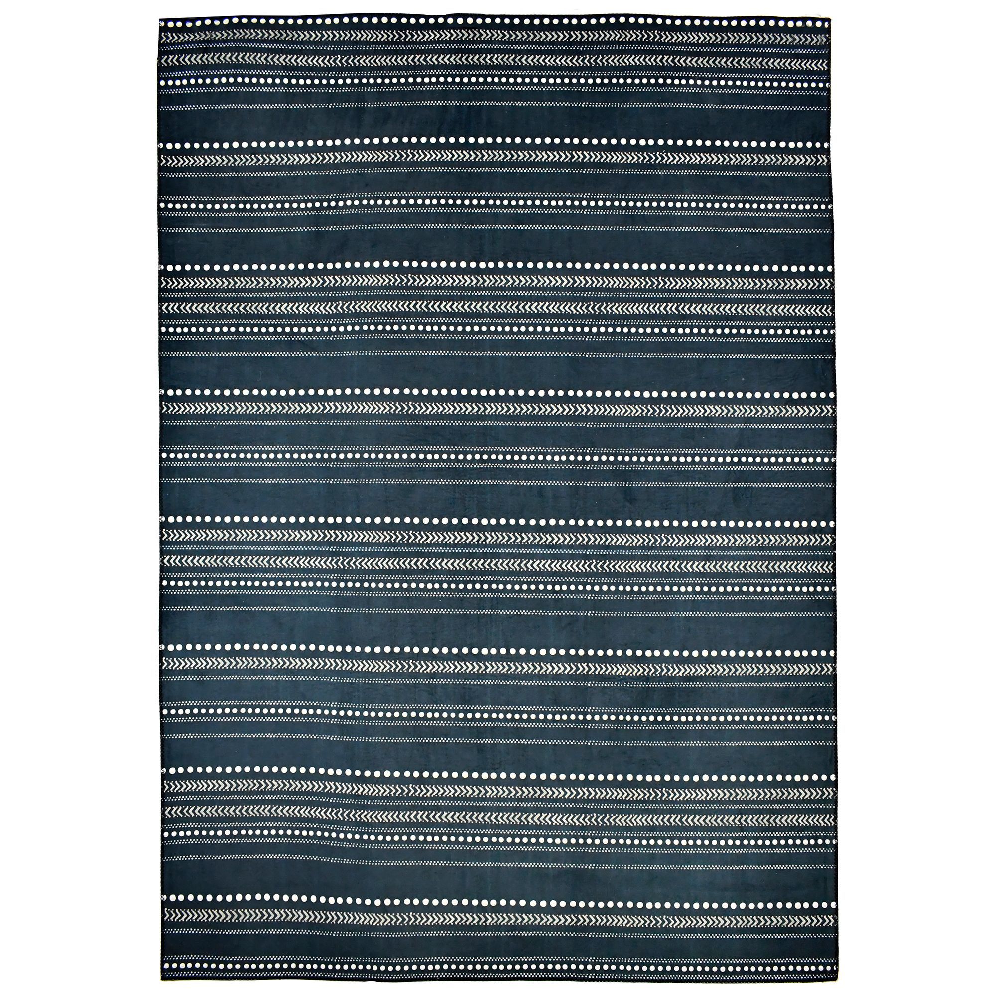 Homefires Rugs 5' x 7' Golden Stripes Blue and White Rectangular Area Throw Rug