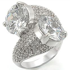 Luxe Jewelry Designs Women's Bypass Style Ring with Round CZ - Size 7