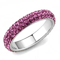 Luxe Jewelry Designs Stainless Steel Pave Women's Ring with Rose Crystals - Size 8