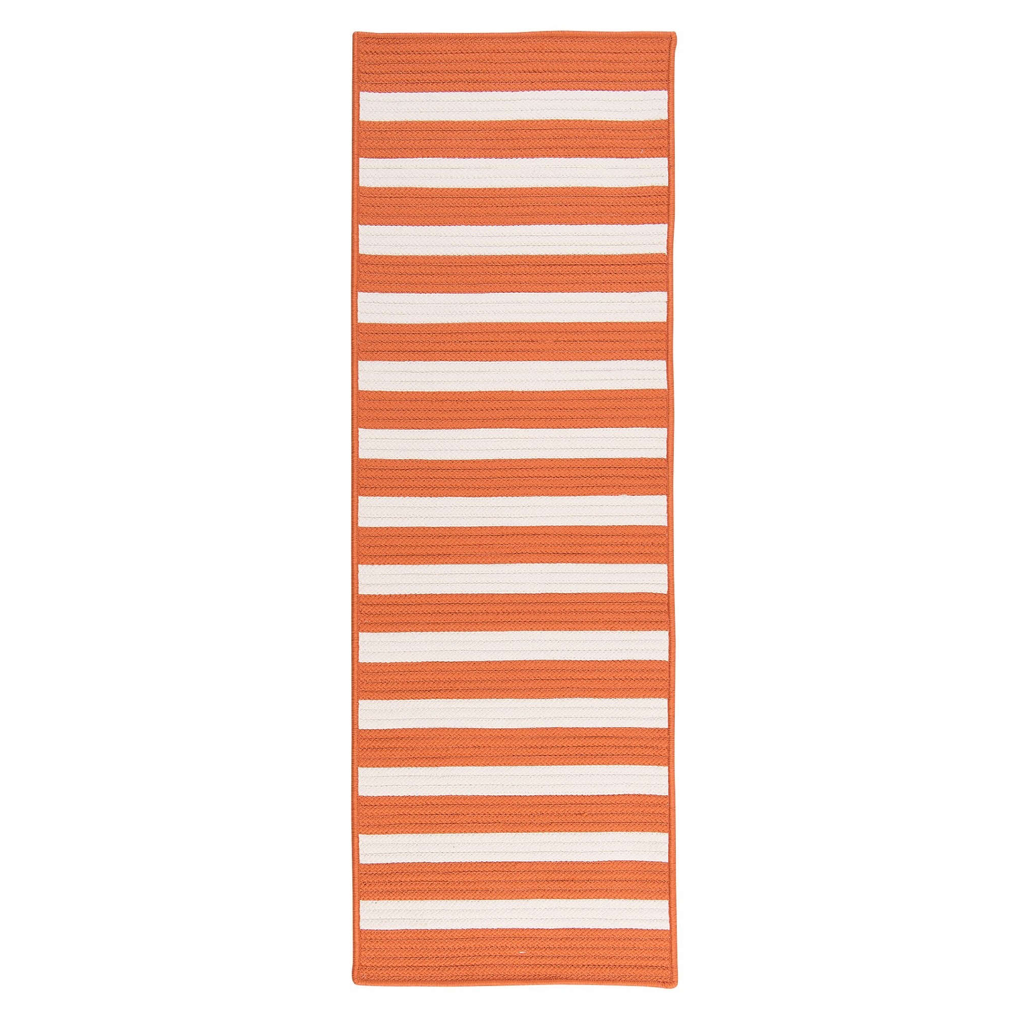 Colonial Mills 2' x 8' Orange and White Rectangular Braided Runner Rug