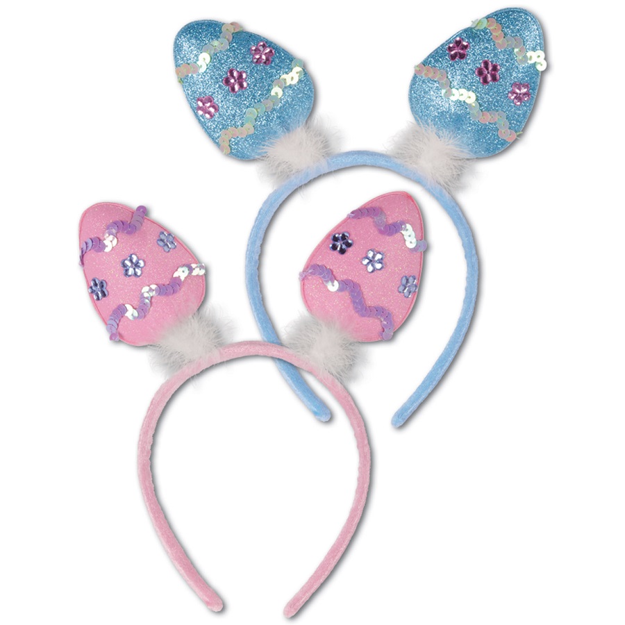 Beistle Club Pack of 12 Blue and Pink Easter Egg Bopper Headbands Costume Accessories