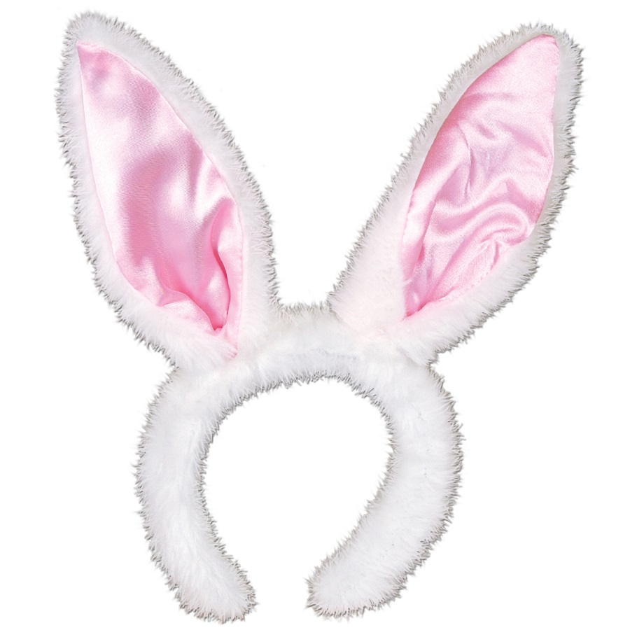 Beistle Pack of 12 Pink and White Plush Satin Bunny Ears Headband Easter Costume Accessories