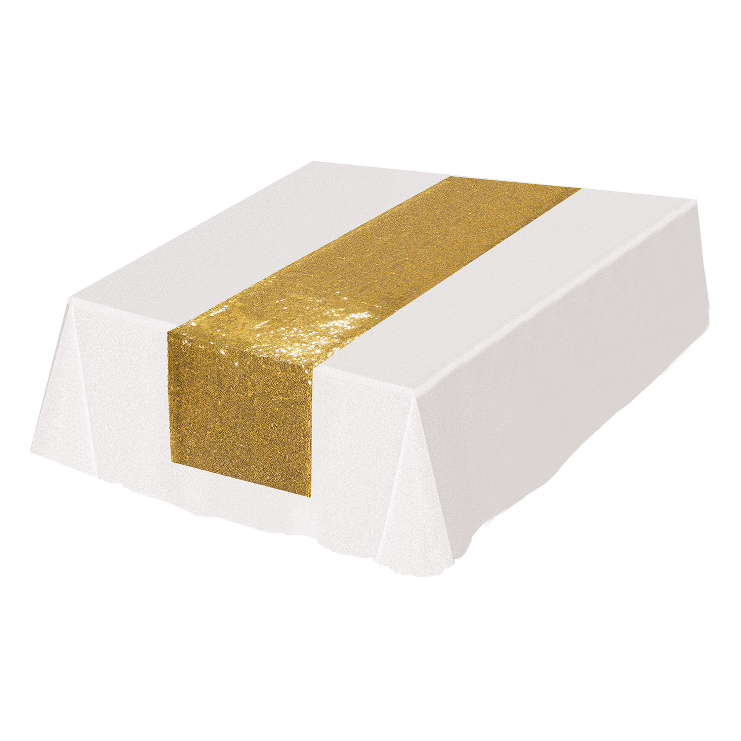 Beistle Club Pack of 12 Sparkling Gold Sequined Table Runner 6' L