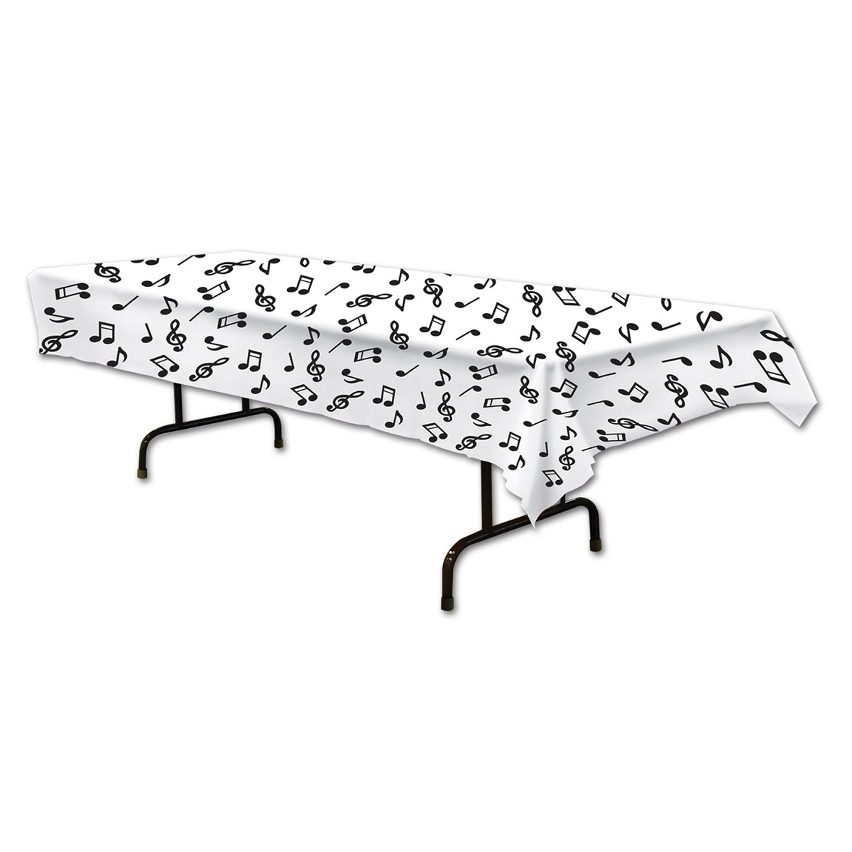 Party Central Club Pack of 12 Black and White Musical Notes Rectangular Tablecovers 54" x 108"