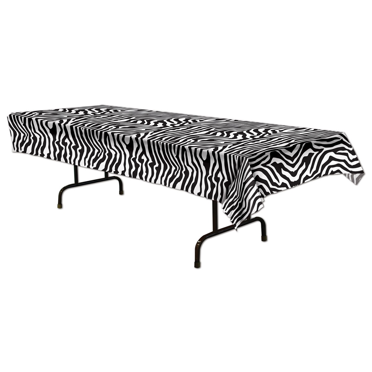 Party Central Club Pack of 12 Black and White Zebra Print Table Covers 108"