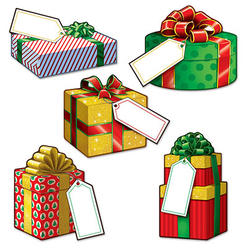 Party Central Club Pack of 240 Multi-Color Mini Christmas Gift Box Cutouts 5"