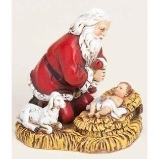Roman 2 75 Red White And Black Kneeling Santa And Baby Jesus Christmas Ornament Roman 2 75 Red White And Black Kneeling Santa And Baby Jesus Christmas Ornament