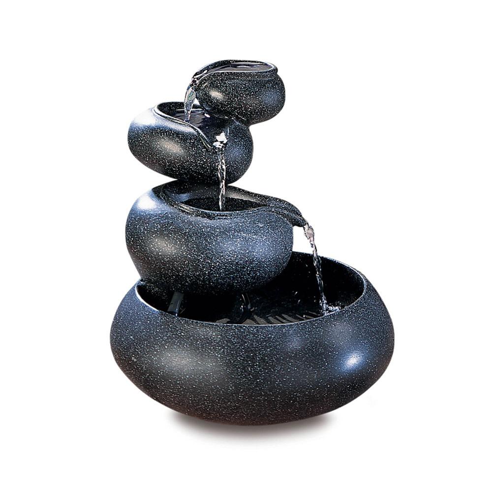 Zingz & Thingz 8.25" Black Four-Tier Round Bowl Tabletop Fountain