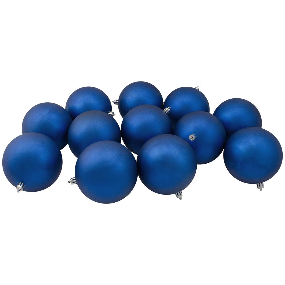 Northlight 12ct Lavish Blue Shatterproof Matte Christmas Ball Ornaments 4" (100mm)