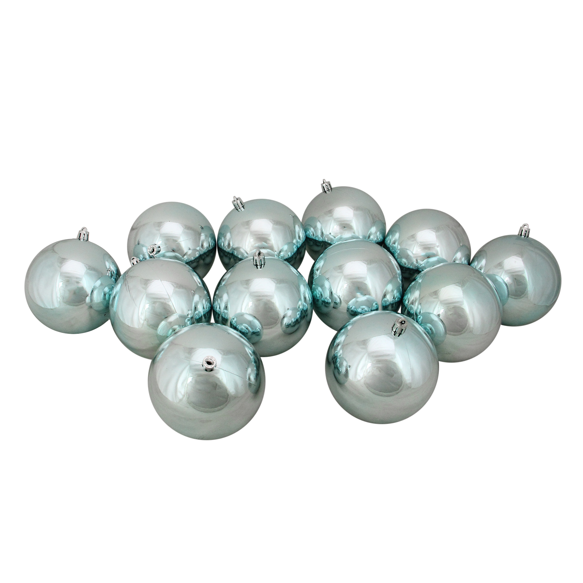 Northlight 12ct Mermaid Blue Shatterproof Shiny Christmas Ball Ornaments 4" (100mm)