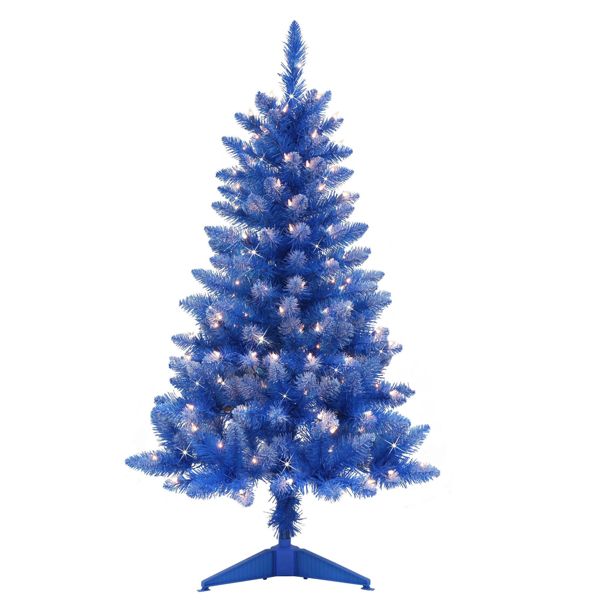 CC Christmas Decor Pre-lit Medium Blue Pine Artificial Christmas Tree - 4'  - Clear Lights, image size:2000x2000