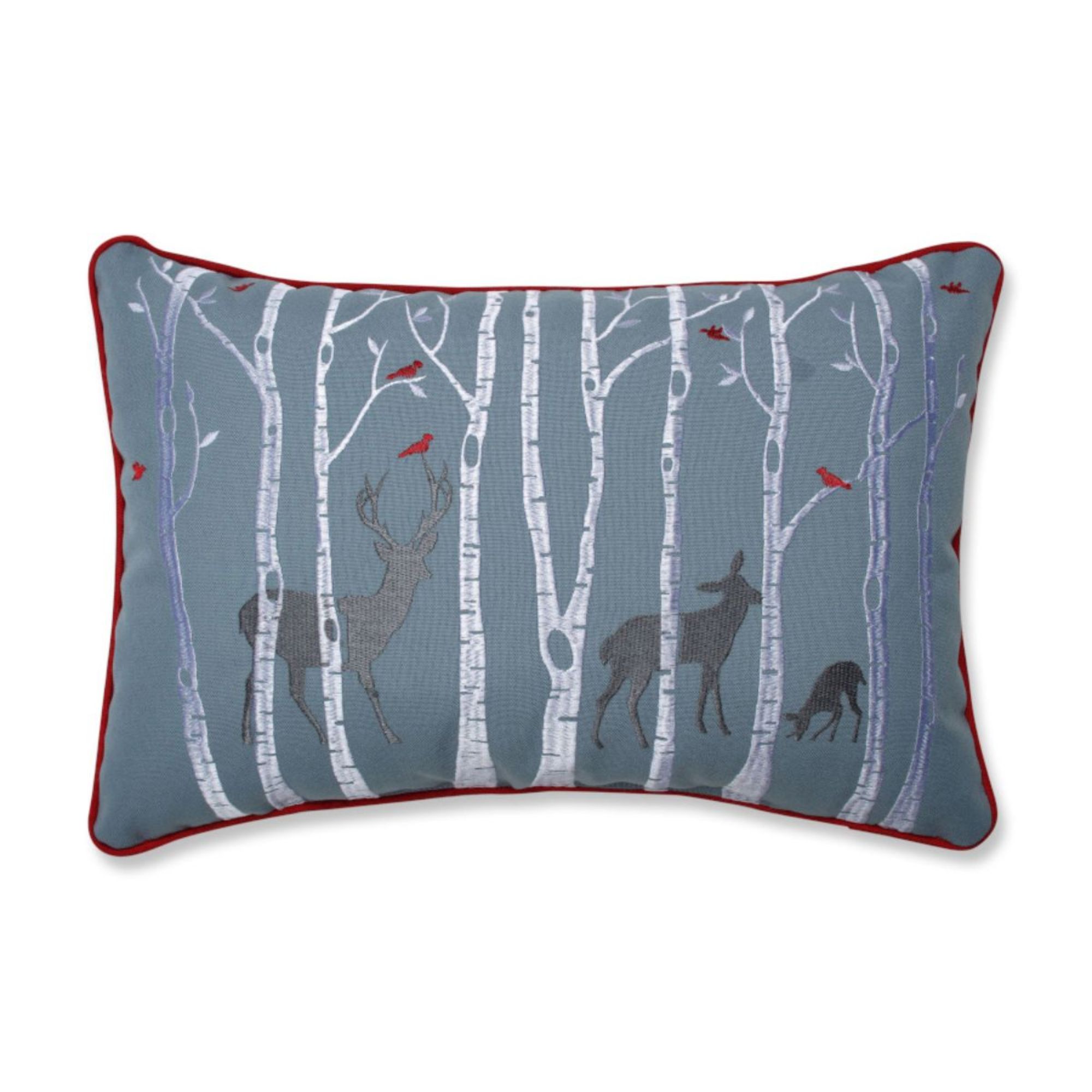 Pillow Perfect 18.5" Blue and White Christmas Woodland Deer Rectangular Throw Pillow