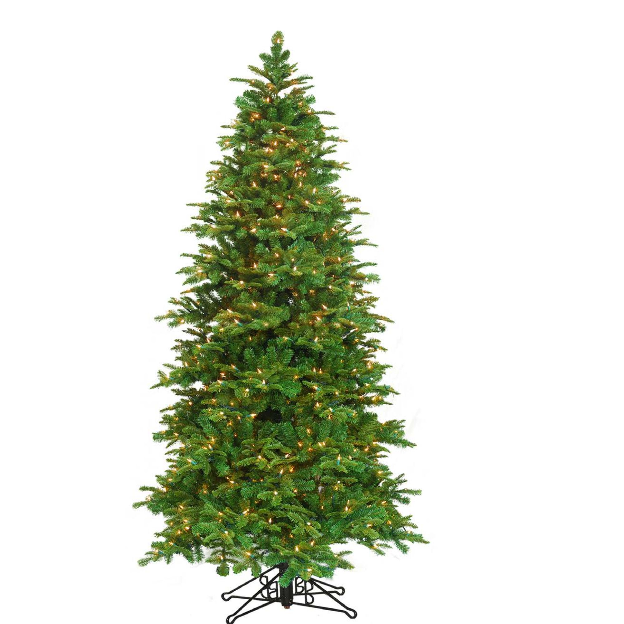 Barcana 7.5' Pre-Lit Slim Tiffany Pine Deluxe Artificial Christmas Tree, White Lights