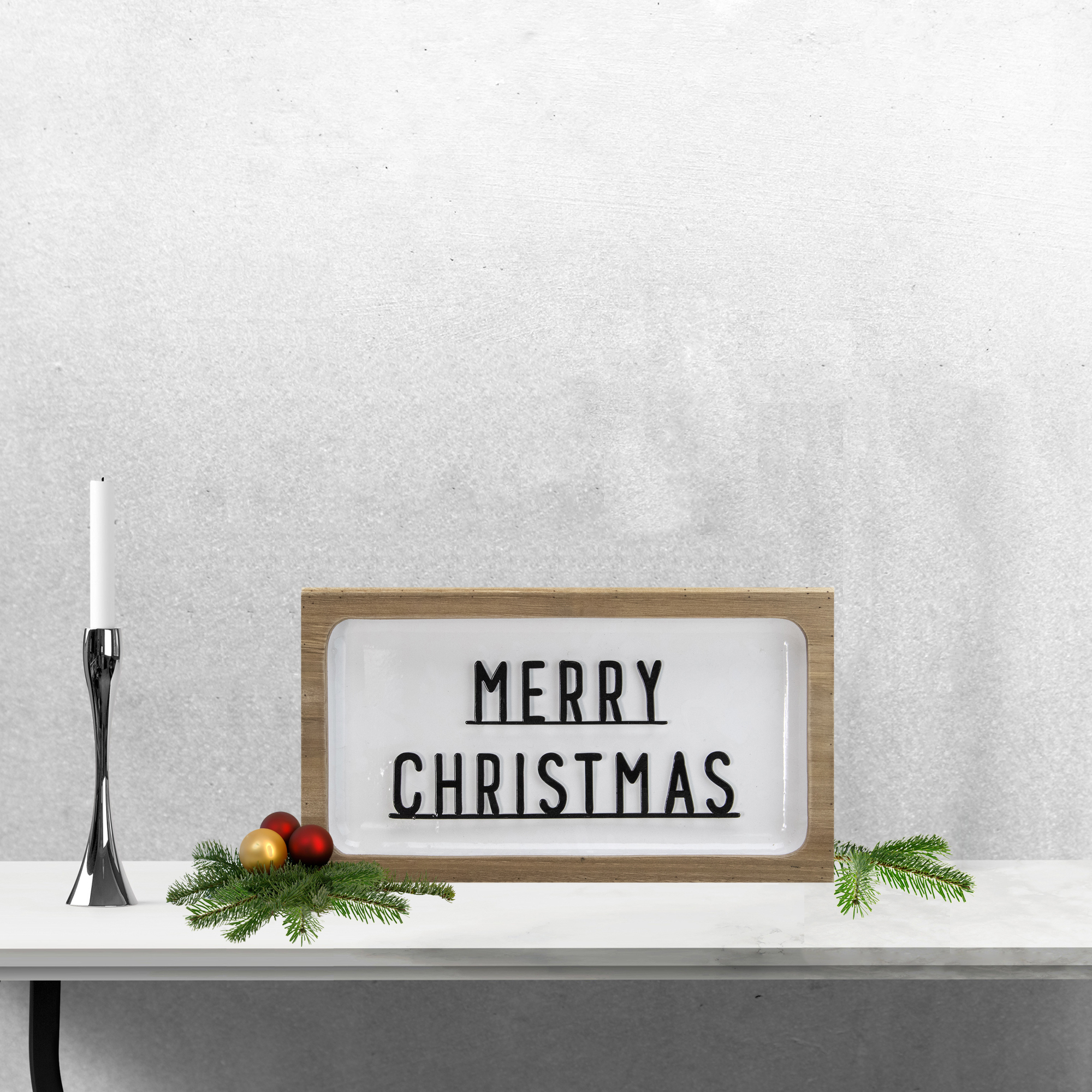 Northlight 3D Wooden "Merry Christmas" Wall or Tabletop Decor - 13" - White and Brown