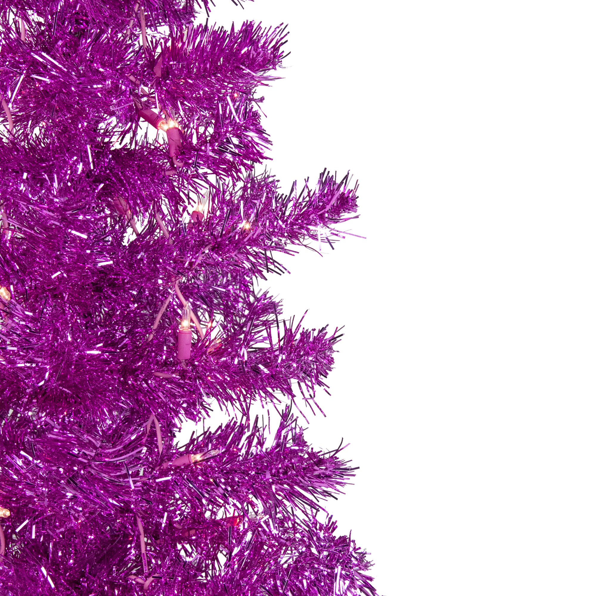Northlight 6' Pre-Lit Pink Artificial Tinsel Christmas Tree, Clear Lights