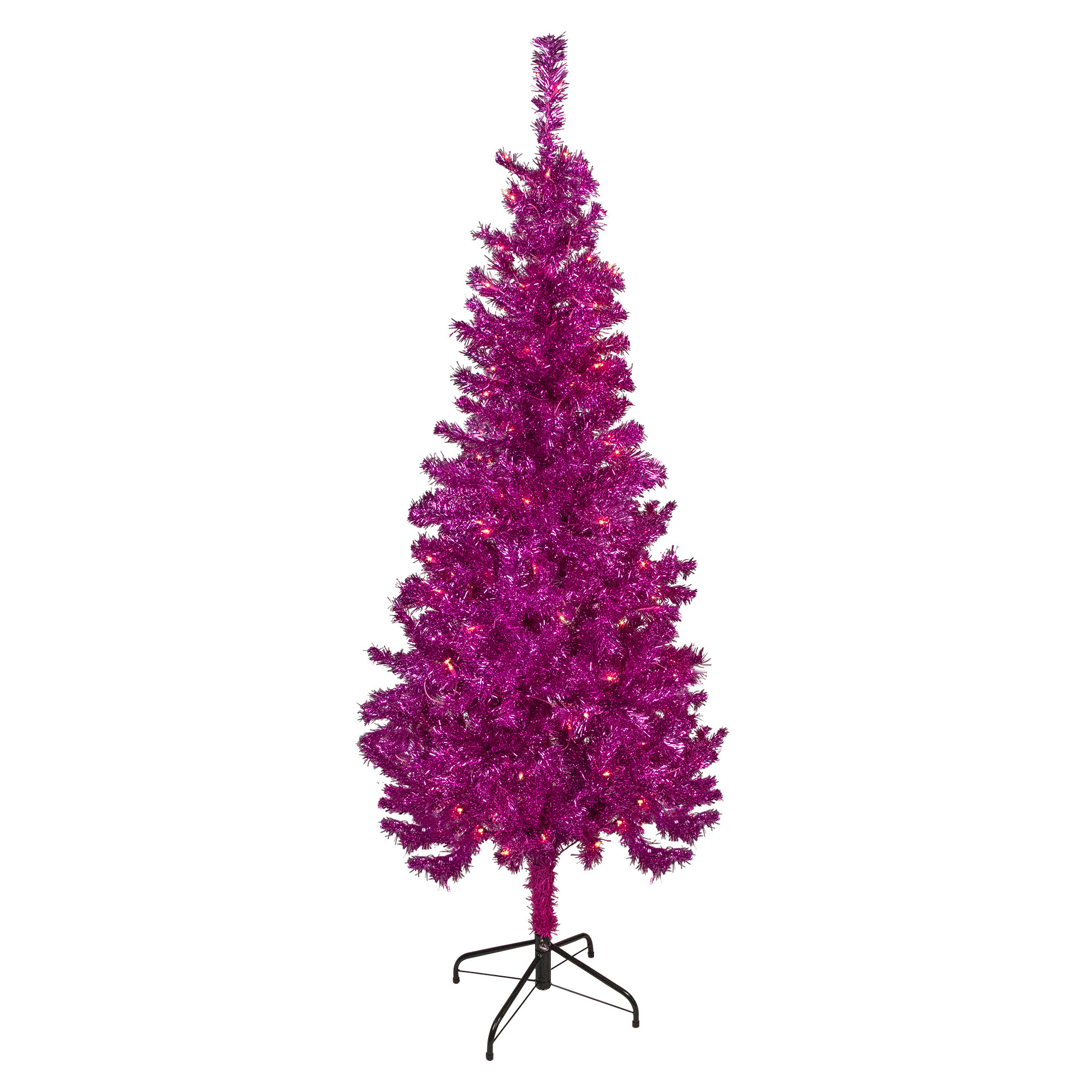 Northlight 6' Pre-Lit Pink Artificial Tinsel Christmas Tree, Clear Lights