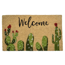 Northlight Natural Coir Tropical Cactus Rectangular "Welcome" Doormat 18" x 30"