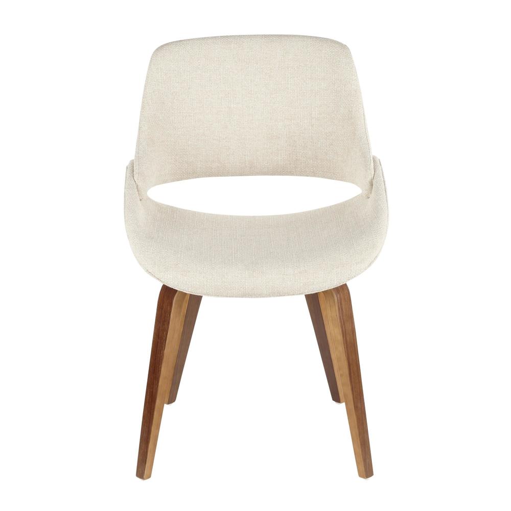 Contemporary Home Living Set of 2 Cream White and Walnut Brown Fabrico Dining/Accent Chair 33.5”